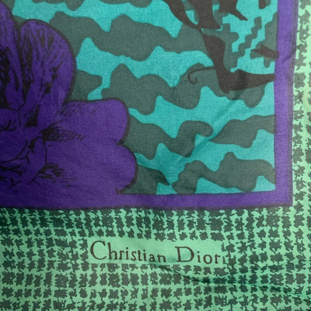 Vintage Christian Dior Floral Paisley Silk Scarf